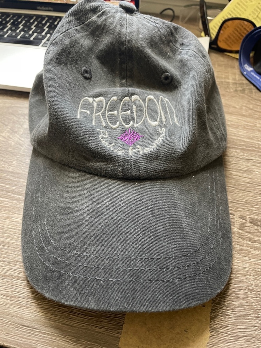 Freedom Richie havens gray Baseball Cap with Purple Accent